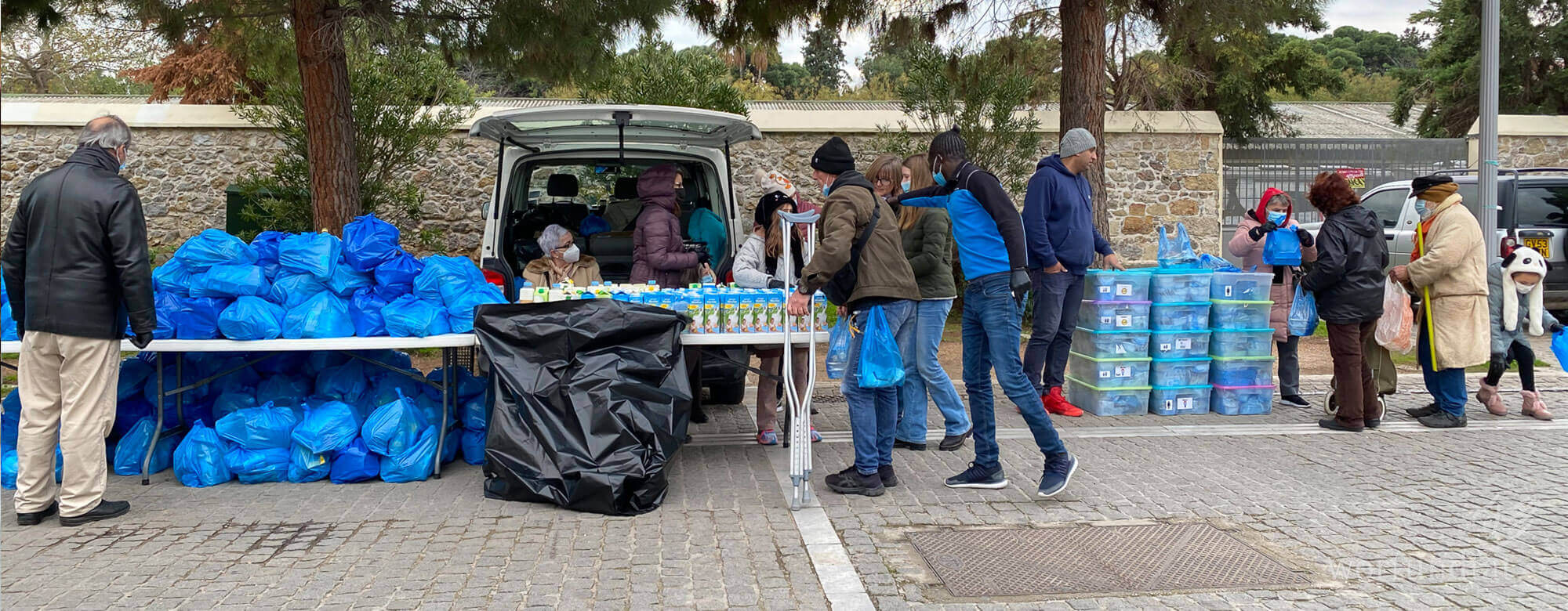 Distribution of food parcels in Athens, Greece during the Covid-19 lockdown
