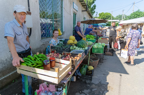 Market stall in Vulcanesti, Moldova