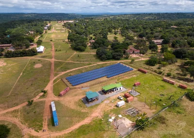 Aerial view of a photovoltaic field
